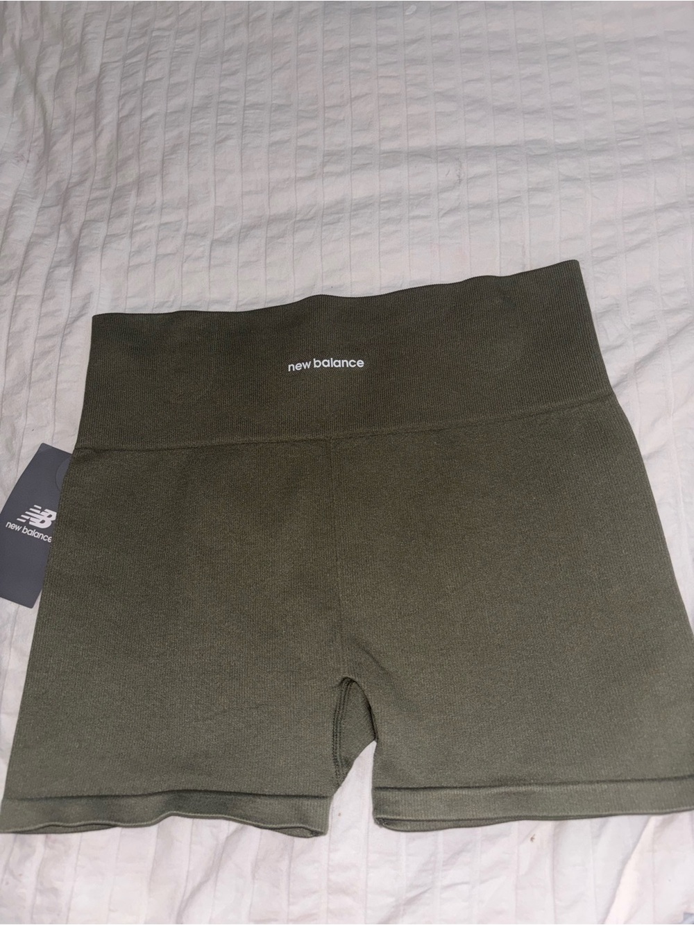 New Balance Olive Green High-Rise Bike Shorts